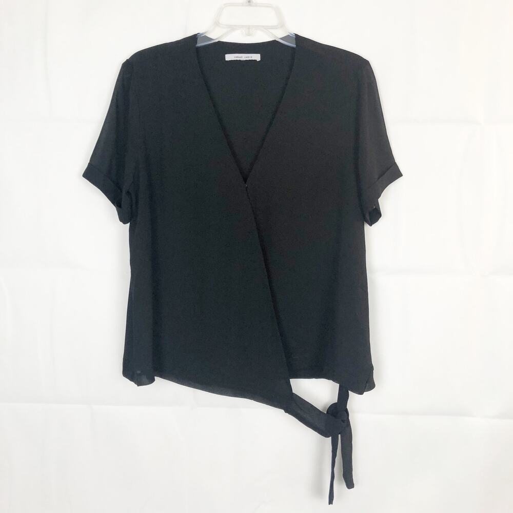 Naked Zebra Workwear V-Neck Short Sleeve Wrap Top Size Medium